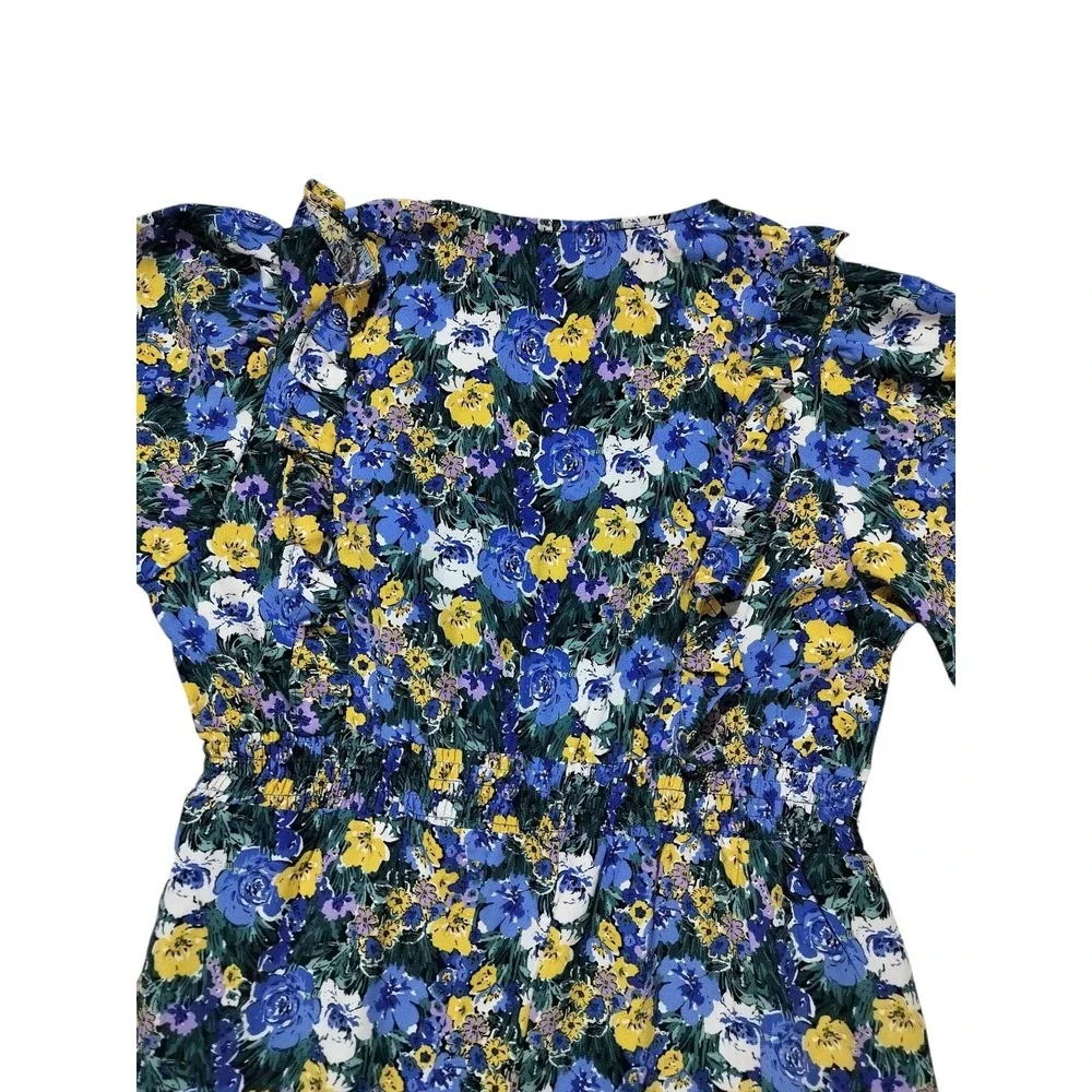 Code x Mode Women's‎ Blue Yellow Ruffle Tiered Floral Casual Maxi Dress Size S